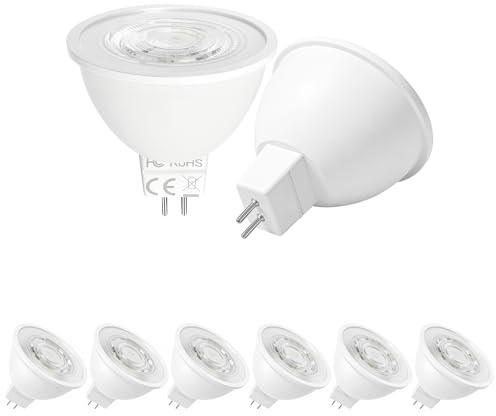 KEJIYILT MR16 LED Bulbs 7W, 12V Low Voltage GU5.3 LED Spotlight Bulb, Non-dimmable, 650Lm, 38° Flood Beam Angle, for Landscape, Recessed, Track Lighting, Pack of 6 (2700K)