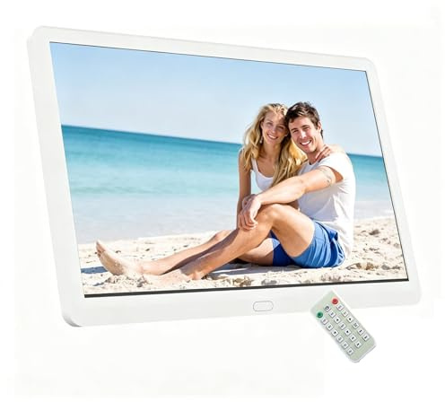 Cornice per Foto Digitale 20 Pollici IPS 1440x900 HD – Grande Display, Telecomando, Sensore Movimento, Data e Ora, USB, Luminosità Regolabile, Musica Sottofondo (Bianco)