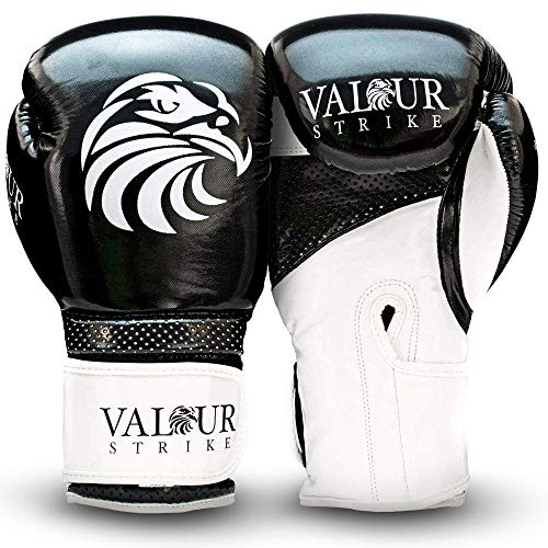 Valour Strike boxningshandskar för män kvinnor damer | Set i Unce 16 oz 14 oz 12 oz 12 oz 295 ml för Pro Sparring Kickboxing MMA Muay Thai eller Box Training Workout | Svart tass™