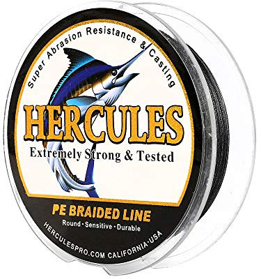 HERCULES Super Cast 100M 109 Yards Braided Fishing Line 30 LB Test for Saltwater Freshwater PE Braid Fish Lines Superline 8 Strands - Black, 30LB (13.6KG), 0.28MM