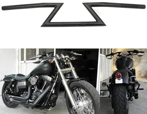JFG RACING - Guidon Universel en Forme de Z Noir de 22 mm pour Motos Sportster, Cruiser, XL 883 1200, Chopper, Softail, Dyna, Street Bob ou modèle personnalisé