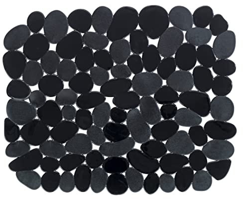 WENKO Spülbeckeneinlage Stone Schwarz, schützt das Spülbecken, zuschneidbar, Kunststoff, 31 x 26 cm, schwarz