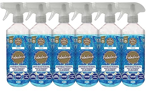Fabulosa Antibacterial Disinfectant Spray, All Purpose Multi Surface Cleaner, 500ml, 6 pack, Intense, Packaging may vary
