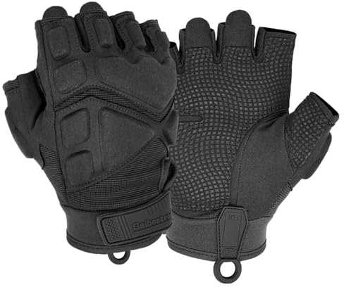 Seibertron Patented S.O.L.A.G 2.0 Touchscreen Tactical Sports Water Resistant Impact Protection Gloves Also fit Airsoft Hunting Hiking Riding Cycling Motorcycle Climbing Half Finger Black XXL