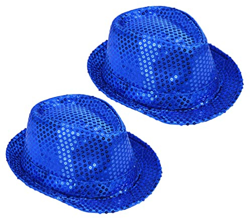 SAFIGLE Fedora-Hut mit Pailletten Jazz-Hut Zauberer Latin Jazz Mardi Gras Cosplay Abschlussball Kostüm Party-Accessoire für Erwachsene Und Kinder (2Er-Pack) Schwarz