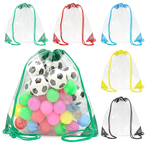 Bakiauli Durchsichtiger Rucksack, 5 Stück Turnbeutel Sportbeutel, Rucksack Durchsichtig Transparent Damen Herren, Kinder Turnbeutel zum bemalen