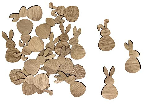 Oblique Unique® Confettis en bois - Lapin - Décoration de table - En bois véritable - Pour Pâques ou pour le bricolage (naturel)