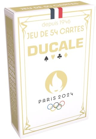 LA DUCALE - Game of 54 Cards Olympic and Paralympic Games Paris 2024 - Poker Game, President, Battle, Palmito, 8 American - Random Color - Made in France