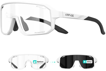 KAPVOE Lunettes de Sport Photochromiques Enfant UV400, Lunettes de Baseball et Cyclisme en TR90 avec Plaquettes de Nez Réglables pour Garçons Filles 03