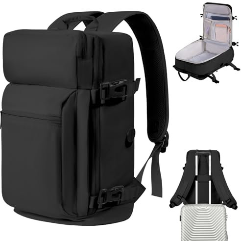 VOESLD für Easyjet handgepäck 45x36x20, Rucksack Handgepäck Flugzeug Reiserucksack Untersitz Kabinentasche Laptoprucksack Kabinentasche Cabin Bag Carry on Luggage (Schwarz)