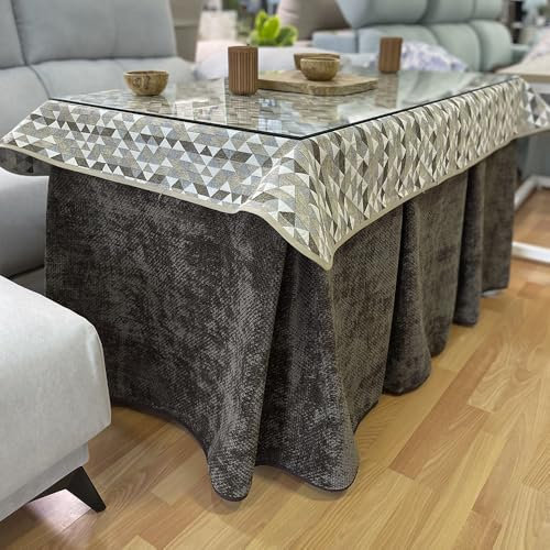 Genérico Ropa de Mesa Camilla Tejido Rústico Terciopelo Elegante Extragrueso - Color Chocolate - Varias Medidas - Falda Mesa Camilla, Enaguillas, Enaguas, Ropa Chenilla (110 x 70 cm (72 cm de Alto))