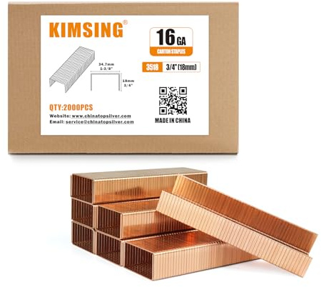 KIMSING Lot de 2 000 agrafes de fermeture de carton de calibre 16 avec couronne de 18 mm de long pour agrafeuse en carton