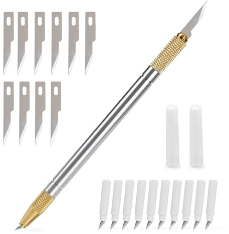 EHDIS 2 in 1 Bisturi con 10pcs Fetta Rotante A 360° e Lame 3#, Taglierino di Precisione in Alluminio, per Lavoro Artistico Taglio, Scultura