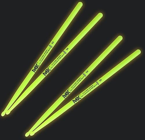 Schlagzeugstöcke Nylon 5A 7A, 2 Paar LED-Leuchten, rutschfeste Griffe(Green,5A)