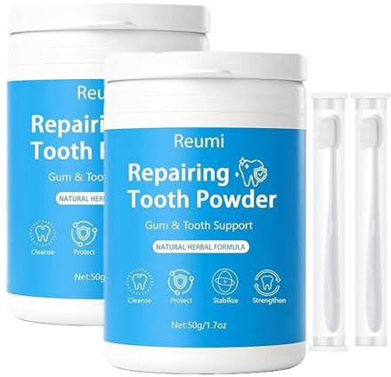 Polvere Riparatrice Per Denti Reumi, PolverDent ifricia Reumi, Polver e Dent ifricia Riparatrice Per Dent i, Rinforza, Purifica E Stabilizza I Dent, Ingredienti Naturali (2 pz)