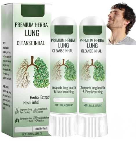 2PCS Her/bal Lung Cleansing Inh/aler, Lung Mucus Cleaner & Lung Cleansing Spray, Natural Nasal Inh/aler Stick for Lung Cleanse, Nose Inh/aler to Breathe Easy, Her/bal Lung Nasal Inh/aler