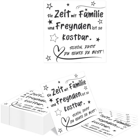 Kotkiddy Servietten Kostbare Zeit 40 Stück 33x33cm Schön DASS Du Da Bist Papierservietten Familie Freunde Geburtstagsservietten Geburtstag Frau Mann