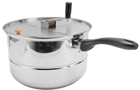 LUCKDANO Stovetop Popcorn Maker Stainless Steel Popper with Hand Crank for Gas Electric Heating Enjoy Movie Theater At Home Easy Cleanup Compact Design