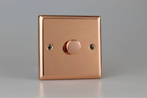 Varilight 1-Gang 2-Way V-Pro Push On/Off Rotary LED Dimmer 1 x 0-120W Polished Copper