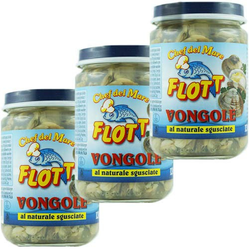 3x Flott Vongole al naturale sgusciate 'Venusmuscheln ohne Schale' in Salzlake, 130 g