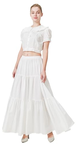 BEAUTELICATE Falda Larga Mujer Algodón Bohemio Falda Medieval Renacentista Gitana Gótico Victoriana Cosplay Ropa de Playa
