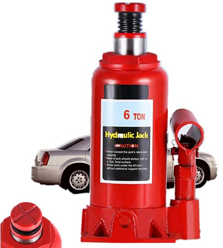 Bottle Jack 6 Ton Hydraulic Bottle Jack, Universal Lifting Stand Thick Metal Car Jack Vertical Bottle Jack Hydraulic Car Jack with Cross Grooves for Compact Chassis Car Saloon on Road or in Garage
