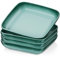 LOVECASA Tafelservice, 4er quadratische Suppenteller Set aus Steinzeug, Tiefteller Set für 4 Personen, Pastateller, 21x 21x H4,6 cm, 1050ml, dunkelgrün