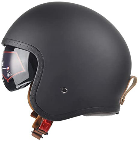 Jethelm Motorradhelm Helm Scooter-Helm Mofa-Helm Retro Motorrad Half Helm Mit Visier Moped Scooter Cruiser Jet Helm 3/4 Helm für Damen Herren Erwachsene C,XXXL