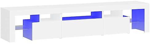 vidaXL TV-Schrank mit LED-Leuchten Weiß 200x36,5x40 cm