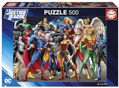 Educa - Puzzle von 1000 Teilen für Erwachsene | Justice League DC Comics. Messen: 48 x 34 cm. Beinhaltet die puzzlekleber FixPuzzle. Seit 11 Jahren (19913)