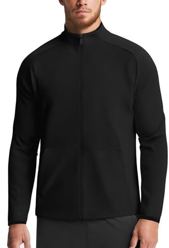 Zengjo Athletic Jacket Men Full Zip Lightweight(Black,L)