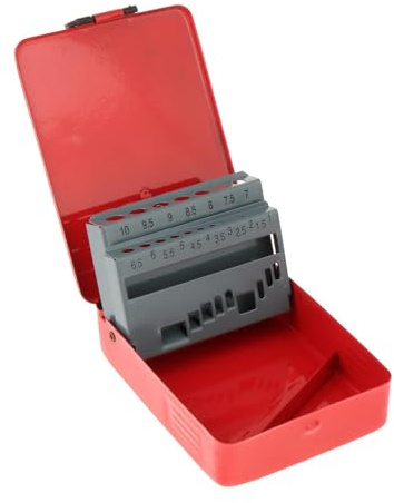 JISADER Custodia per punte da trapano elicoidali Custodia indicizzata, Organizzatore di dispenser per punte da trapano in metallo robusto, vuoto professionale, 19 slot