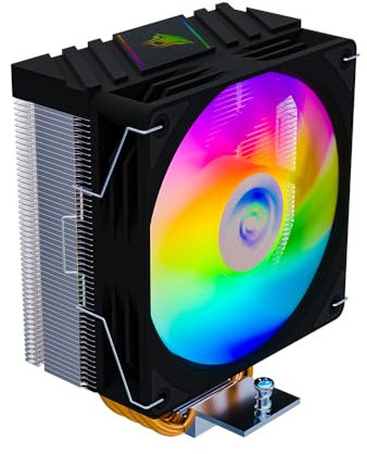 Jungle Leopard K400 Colorful LED CPU Cooler, 4 tubi di calore, 4PIN PWM 800-1800RPM ventola silenziosa, per Intel LGA 2011/115X/1200/1366/1700/2066 (Black)