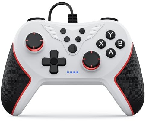 RivalPlay PC Controller Wired Game Controller for PC, Windows 11, 10, 7 & 8 with Paddles, 3-Level Vibration, Mappable Buttons & Textured Grips White