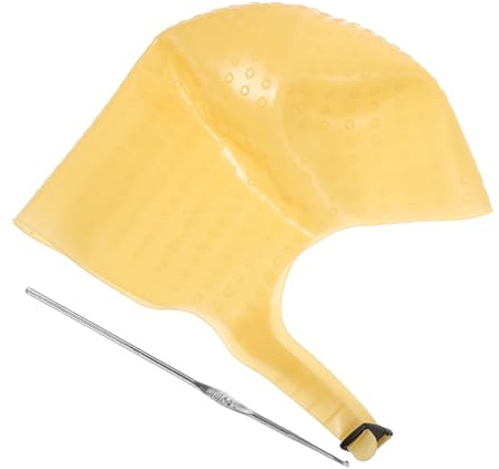 Healeved Strähnenhaube Lange Haare aus Braunem Elastischem Silikon mit Nadel zum Schonenden Haarefärben für Einsatz im Salon und Hause