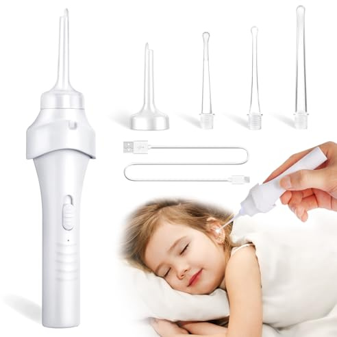 Ohrenschmalz Entferner, Elektrischer Ohrreiniger mit LED Lampe, Ausgestattet mit 1 Saugvorrichtung und 3 waschbaren Ersatzköpfen, Sicheres Und Weiches Ear Cleaner,für Kinder und Ohrenschmalz Entferner