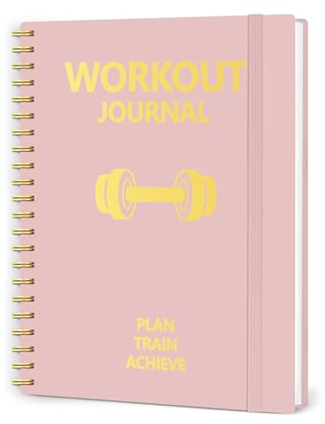 Pink Workout Journal for Women, Hardcover Fitness Journal for Home and Gym Workout Log Book A5(5.9 x 8.8) for Tracking Exercise and Progress, Lightweight Fitness Planner with Practical Layout