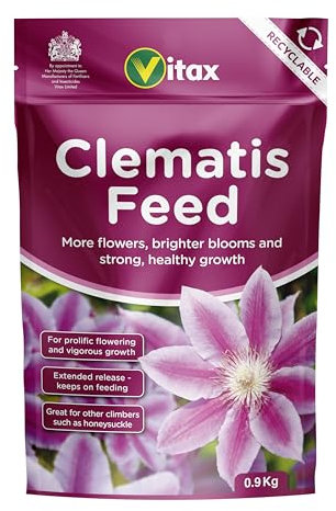 Vitax Clematis Feed, Boosts Growth & Flowering, Specially Tailored Nutrient Mix, Suitable For Clematis, Honeysuckle, Passion Flower And Other Climbers- 900G Pouch