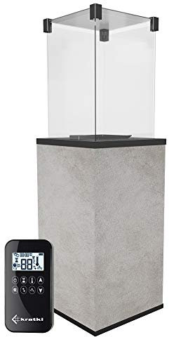 KRATKI Gaskamin Patio MINI 1366 x 427 mm Außenkamin aus Stahl Outdoor Kamin mit Fernbedienung Gasheizgerät ideal für Terrassen, Garten als Wärmelampe & Gartenkamin Oxide Grigio