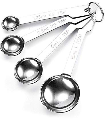 Spesh 4-teilige Messlöffel Set Edelstahl Löffel mit Meßlineal Würze Löffel für Trockene und Flüssige Zutaten zum Backen und Kochen