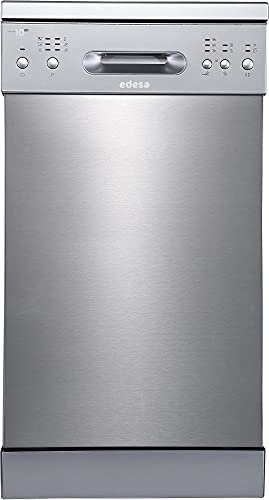 Edesa Lavavajillas Libre Instalación EDW-4610 X Ancho 45 cm 6 Programas Lavado Silencioso 49 dB Triple Sistema Seguridad LED 2 Cestillos Dispensador Detergente Acabado en Gris Acero Inoxidable