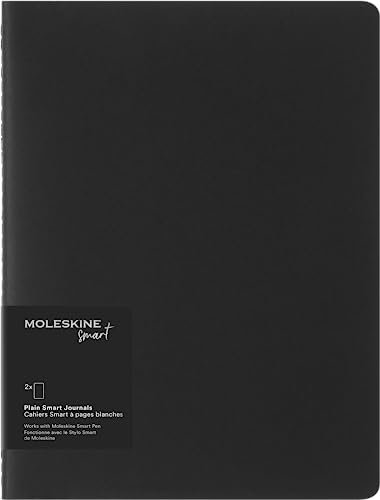Moleskine Smart Cahier Journals Set da 2 Cahier Digitali con pagine bianche, Compatibili con Pen+, Copertina in Cartoncino, Formato Extra Large 19 x 25 cm, Nero, 120 Pagine