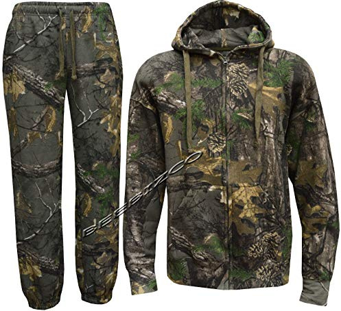 Mad Ink Mens Jungle Camouflage Fishing Hunting Zip Tracksuit Plus Sizes (Camo Suit, M)