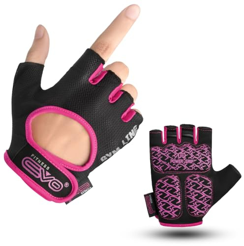 EVO Fitness Women Weight Lifting Gym Gloves Breathable Workout Ladies Exercise Training Bodybuilding Girls Cycling with Non-Slip EVA Foam Palm Protection (Pink, Small)