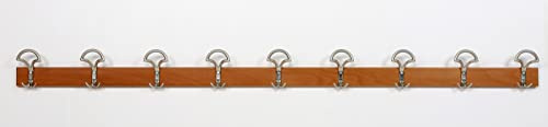 furni24 Garderobenhaken,Holzpaneel Wandhalterung 200cm mit 9 Metallhaken, Wandgarderobe Wandpaneel Garderobenpaneel, Garderobe für Diele, Schlafzimmer, Badezimmer