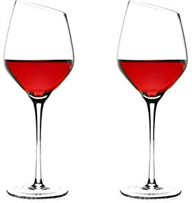 Cicano Set of 2 Crystal Wine Glasses Oblique Goblet Lead-free Stemware Long Handle for Champagne Home Bar Party Clear 001
