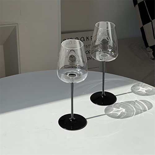 SHYPYG Crystal Wink Glass Vintage Black Long Them Burdeos Burdeos Corting Copa de vidrio Fiesta de bodas en casa 2 PCS (Color : Black, Size : 2Pcs/Set)