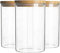 PRICE BEATER Set of 3 Glass Jars Containers, 900 ML Airtight Food Storage Jars with Bamboo Lid, 3 Piece Canister Set Storing Cereal, Pasta, Tea Coffee Sugar, Dishwasher Safe (900 ML - 3 PC)
