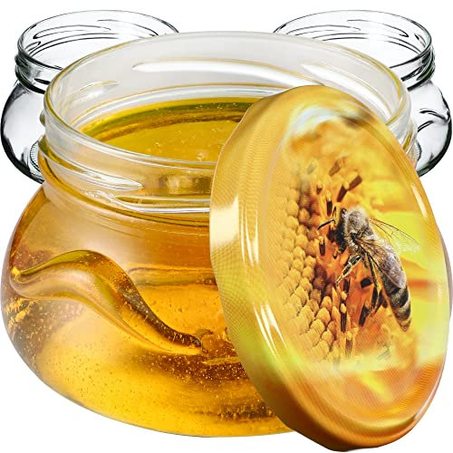 KADAX Lot de 50 bocaux à confiture de 300 ml avec couvercle à visser de 82 mm de diamètre - Bocaux miniatures pour miel et épices - Pots à confiture avec couvercle - Bocaux hermétiques à offrir