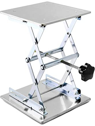 QWORK Labor Hebebühne, 200x200mm Edelstahl Labor Scherenheber für Experimente Maximale Belastung 15KG